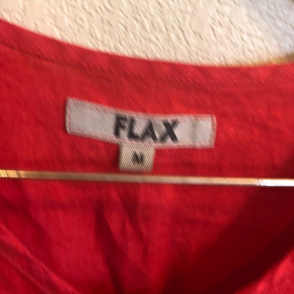 Flax || Button Linen Red Blouse Top - Picture 3 of 7